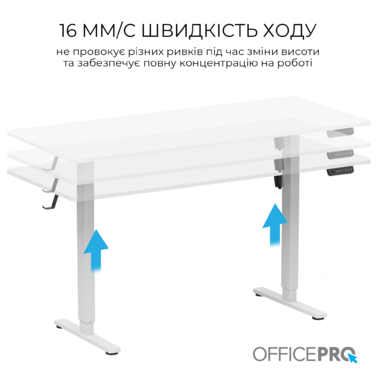 Комп’ютерний стіл з електрорегулюванням висоти OfficePro ODE1670W