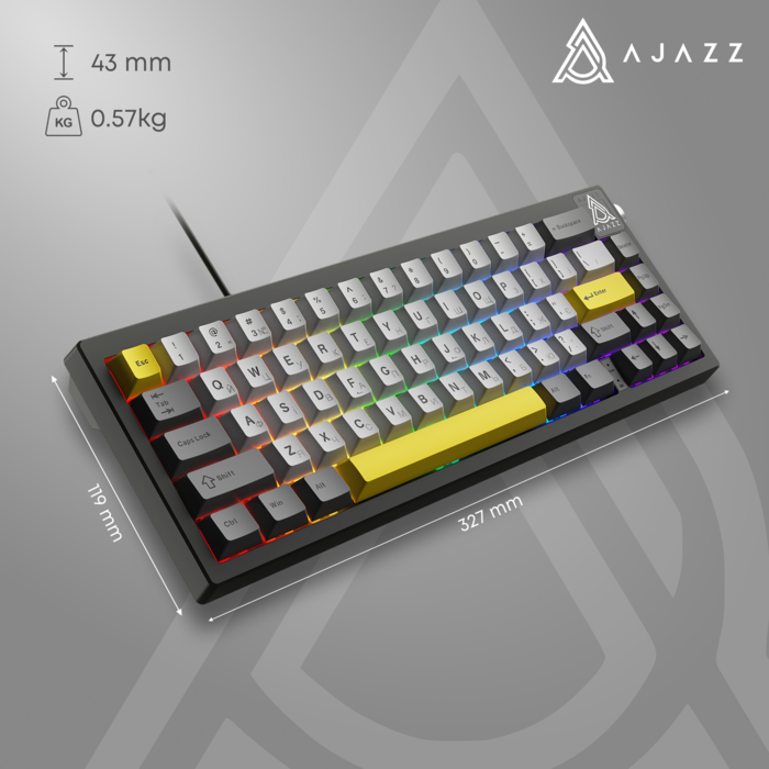 Дротова механічна клавіатура Ajazz AK650 Moon Yellow switches Gray White Yellow (AK650-MY-GWY)
