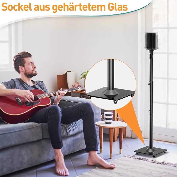 Підставка для колонок ELIVED для Sonos One, One SL, Play:1, Era 100, регульована висота 88,8-110,3 см, пара, EV5024