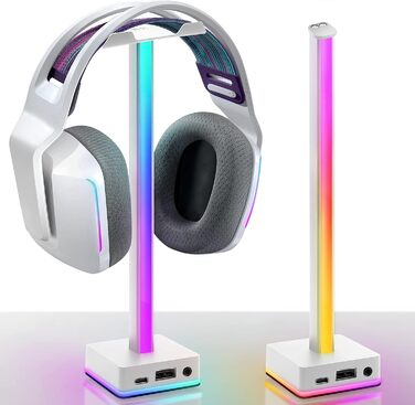 Підставка для навушників EZDIY-FAB RGB з USB LED, 50 колірних режимів, для ігрових ПК Аксесуари - білий