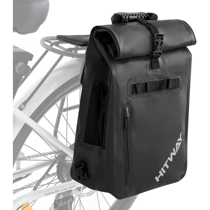 В1 Pannier-29 - підходить як сумка через плече - сумка-багажник -рюкзаки для велопрогулянок -100 водонепроникність - світловідбиваюча панель 3M (L, чорна), 3