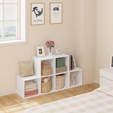 Біла полиця для книжкових іграшок, книжкова шафа з 6 відділеннями, шафа для вітальні спальні, дерев'яна панельна частина, полиця з кубом 90x90x30 см SK027ws
