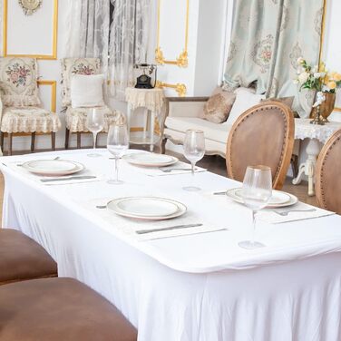 Тканинні серветки на стіл Rinpon, 8 шт., льон, для кухні, машинного прання, термостійкі, без складок, товстий поліестер, білі