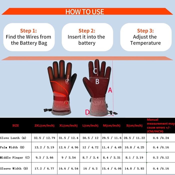 Обогреваемые перчатки для мужчин и женщин с поддержкой сенсорного экрана, водонепроницаемые, USB-C, электрические, перезаряжаемые, для работы на улице (TG02, XL)