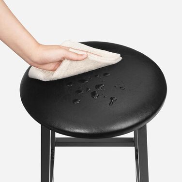 Барний стілець Manahcris, 2 шт. в наборі, 63 см, з PU-оббивкою, з підніжкою, для кухонної стійки, чорний