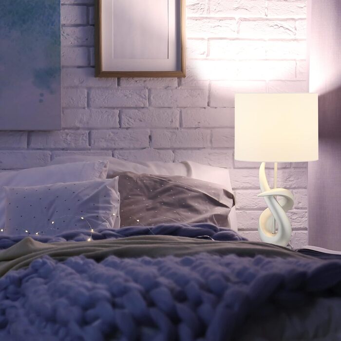 Настільна лампа Relaxdays сучасний, елегантний дизайн, тканинний абажур, E27, дизайнерська лампа HxD 50x25 см, сріблястий/білий