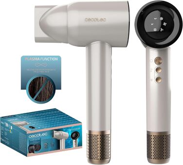 Фен Cecotec Ionicare Rockstar Nano Iontech Champagne з плазмою, 110 000 об/хв, дисплеєм та функцією збереження налаштувань