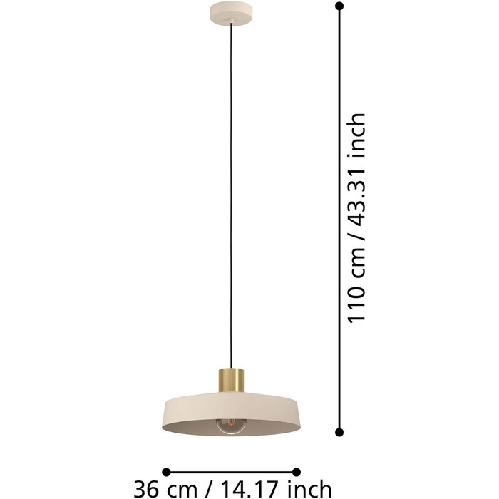 Підвісний світильник EGLO Valdiola, підвісний світильник обідній стіл 3 полум'я, світильник для їдальні з металу пісочних кольорів і матової латуні, підвісний світильник з цоколем Е27 (підвісний світильник 1 полум'я)