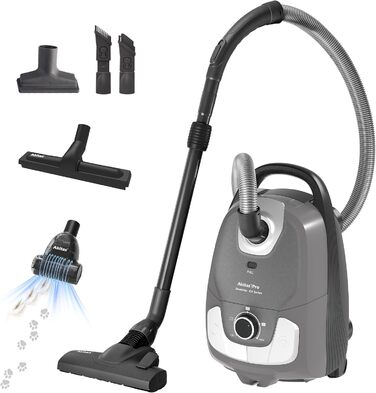 Пилсос Akitas 900W з мішком – мережевий кабель 7 м, радіус дії 10 м, тиха робота 70 дБ, додаткова насадка для підлоги, регульована потужність, велика ємність, для твердих підлог та килимів (C11 Trubo)