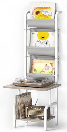 Підставка для програвача вінілу з полицями для 300 платівок (біла)