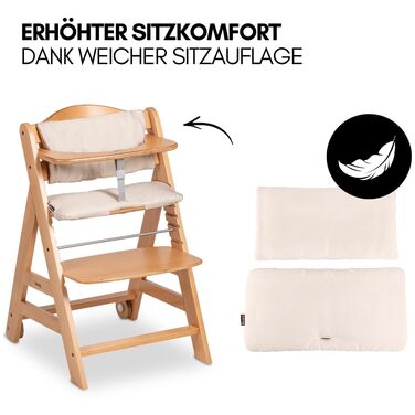 Дитячий стільчик Hauck Beta+ Newborn Set - комплект для новонароджених, від народження з 2-в-1 люлькою-гойдалкою, подушкою для сидіння та підносом для їжі (Natural)