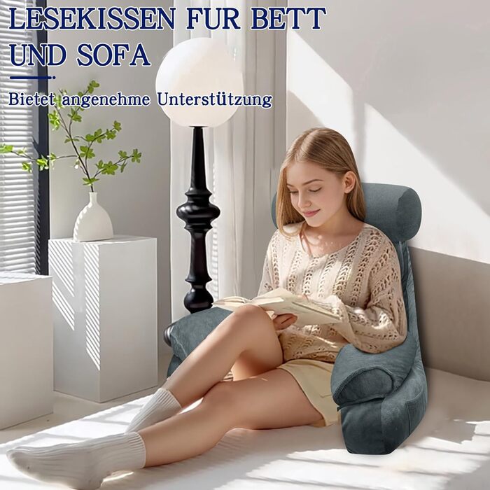 Підлогове крісло-мішок для читання, 67x30 см (Сірий, 63x22 см)