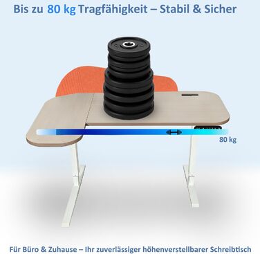Електричний кутовий стіл з регулюванням висоти 150см, L-подібний, з 4-ма пам'ятями, з'єднувальною пластиною, для дому та офісу (150x68см, світло-коричневий-помаранчевий)