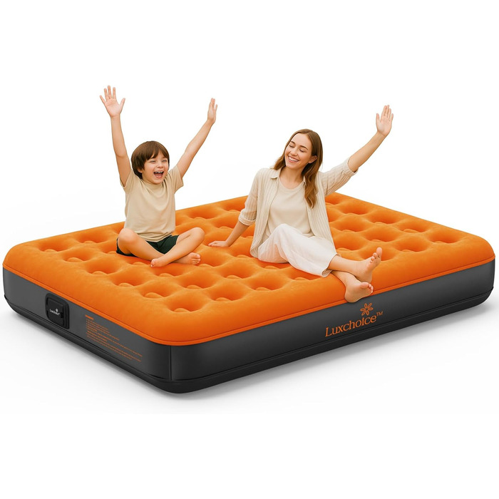 Надувна матрац Luxchoice з самонадувною системою та портативним насосом. Двоспальне ліжко для кемпінгу, подорожей та дому. Розмір 203x152x22 см, вантажопідйомність 250 кг
