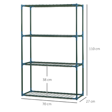 Настінна полиця для рослин, набір з 2 шт., по 4 полиці на кожну, можна використовувати разом або окремо, сталь, зелена, 70 x 27 x 110 см