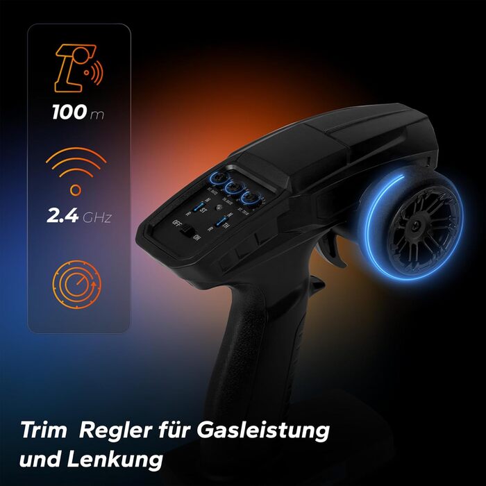 Overmax Hooligan RC 1:10 - Повнопривідний радіокерований автомобіль 35 км/год, 100 м, 2x1800 mAh, IPX5, LED, Металевий привід