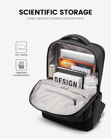 LOVEVOOK Рюкзак чоловічий великий, для ноутбука 17 дюймів, ділова сумка, рюкзак для роботи, шкільний рюкзак, водонепроникний, туристичний рюкзак, чоловічий, повсякденний, для офісу, роботи, подорожей, навчання (15.6 дюймів, Темно-сірий)