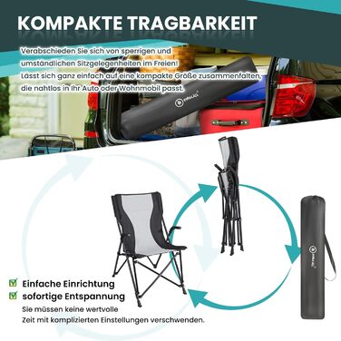 Крісло для кемпінгу Homecall Ультралегке складне крісло Кемпінгове садове крісло Extra Light, до 120 кг, (чорний/кремово-білий)