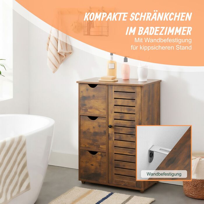 Шафка для ванної кімнати Relaxdays з 3 висувними ящиками