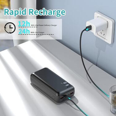 Power Bank 50000mAh з LED дисплеєм та 3 виходами/2 входами. Швидка зарядка 22.5W/PD20W. Портативний акумулятор для iPhone 16/15/14/13/12 Pro Max