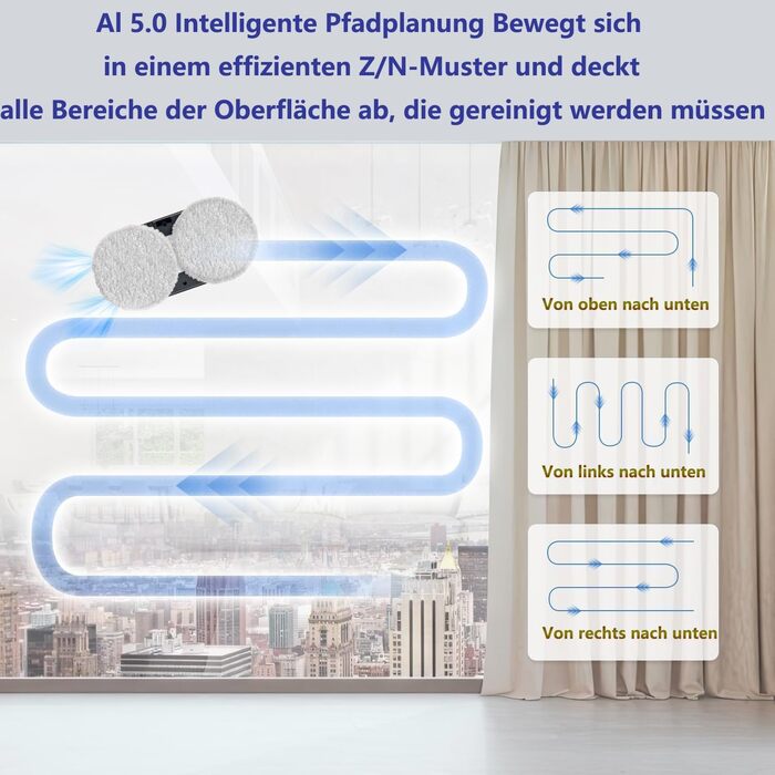 Робот для миття вікон автоматичний з водяним струменем, електричний пилосос для вікон, 5600Pa, для великих вікон