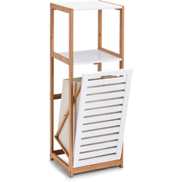 Стильна підставка Zeller 18867 для ванної кімнати з відсіком для білизни, бамбук/MDF, білий, 36 x 33 x 98 см