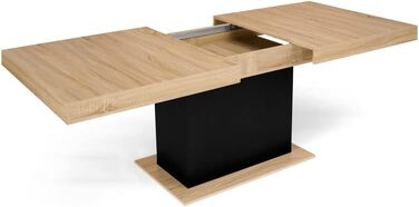 Розсувний обідній стіл Eden, прямокутний, для 6-10 осіб, дерево та чорний колір, 160-200 см