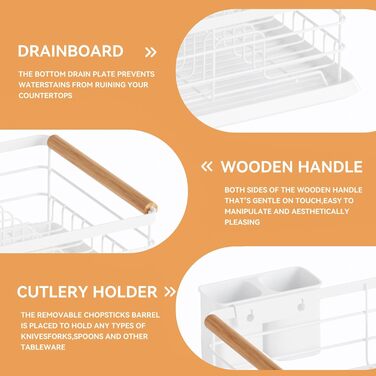 Сушарка для посуду BRIAN & DANY з піддоном, 42x30x15 см, біла