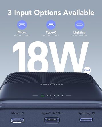 МАг, 20 Вт PD, USB C, LED-дисплей, 4 виходи, 3 входи, сумісний з iPhone/Samsung, 30000