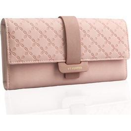 Жіночий гаманець FT FUNTOR, жіночий жіночий гаманець з чотирилистої конюшини з веганської шкіри RFID-блокуючий клатч сумочка Довгий жіночий гаманець з декількома слотами для карт пам'яті (L-Light рожевий)