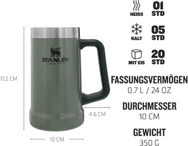 Термокружка Stanley Adventure Vacuum Stein 709 мл, зелений Hammertone - зберігає холод до 7 годин