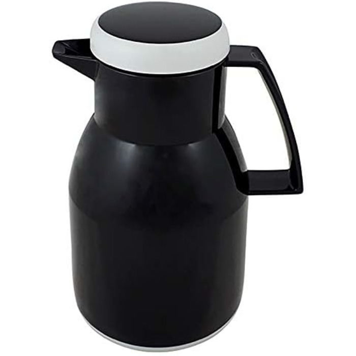 Термос Wash Thermoskanne чорного кольору 1л, зберігає напої гарячими та холодними до 6 годин, з подвійним скляним вкладишем, щільний гвинтовий ковпачок, придатний для миття в посудомийній машині