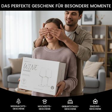 Набір келихів для вина PROST! 6 шт. 491 мл, без свинцю, для червоного вина, вечірок та компаній