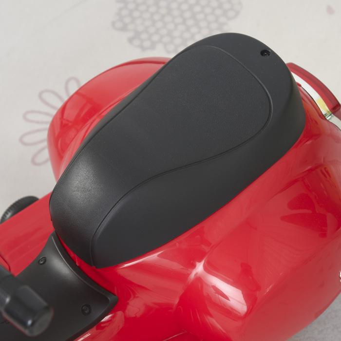 HOMCOM VESPA Електричний мотоцикл Дитячий мотоцикл Електромобіль 18-36 місяців 3 км/год Світлодіодне світло Звук PP Пластик Метал Червоний 66.5 x 38 x 52 см