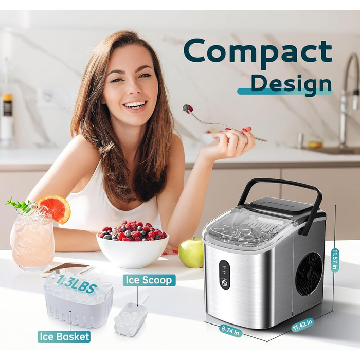 Машина для приготування льоду EUHOMY – компактна, автоматична, з очищенням, для кухні/офісу/спальні