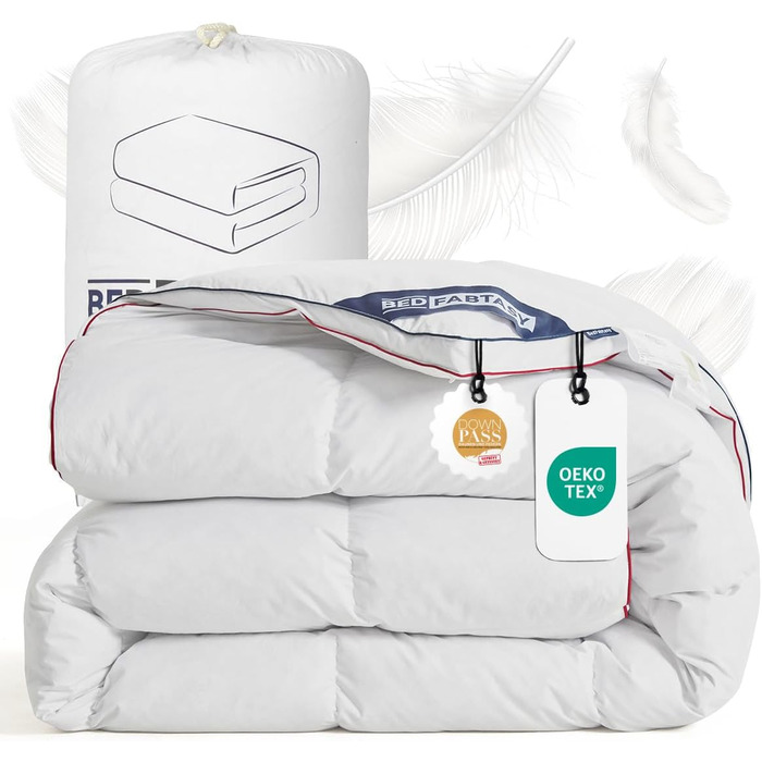 Преміум ковдра з гусячого пуху та пера 135x200 см, всесезонна, 100% бавовна, сертифікація Öko-TEX 100, DOWN Pass, RDS