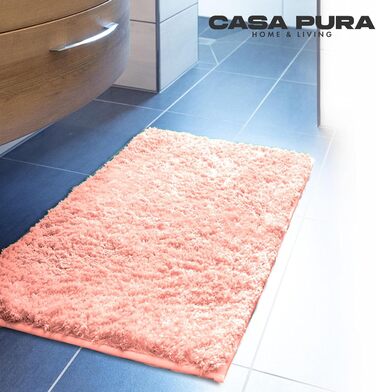 М'який килимок для ванної кімнати Casa Pura Rosa Sky, 80x150 см - Шерстистий, нековзний, для душу, рожевий