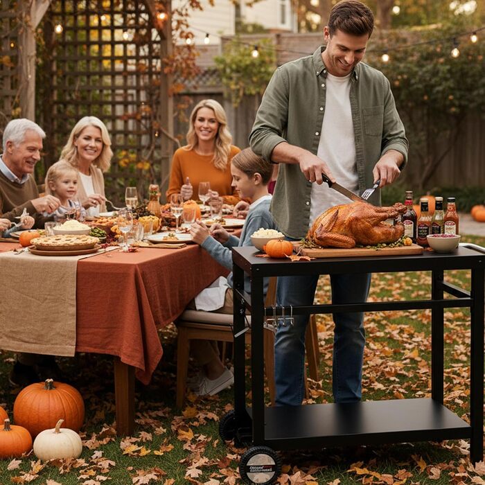 Royal Gourmet Grillwagen: Робочий стіл-гриль для барбекю на вулиці, 85x50 см, чорний