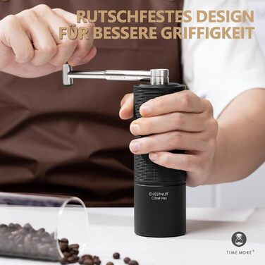 Ручна кавомолка TIMEMORE Chestnut C3 ESP PRO: корпус з нержавіючої сталі, жорна S2C, для еспресо та френч-пресу, чорний колір