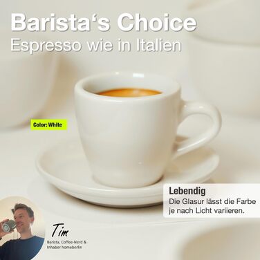 HOMEBERLIN® Barista Pro: Набір еспресо-чашок (4 шт.) 80 мл - Преміум якість, ручна робота, з підставками