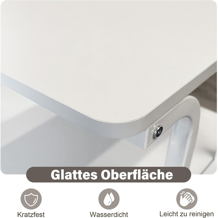 Стіл для принтера PUNCIA з 2 рівнями, мобільний, 60x50 см, білий. Підходить для принтера, сканера, копіювальника.