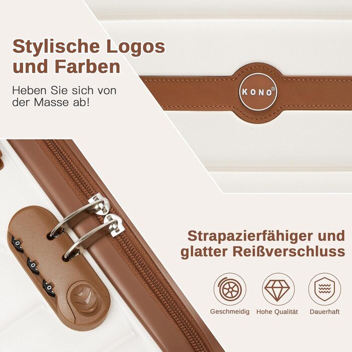 KONO Чемодан-валіза середнього розміру 66см з ABS+PC, валіза на колесах з замком-кодом (темно-зелений/коричневий)