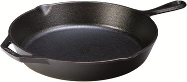 Сковорода Ø 30см, висота 5см, виготовлена з чавуну, кругла з ручкою, чорна () (10,25 дюйма, нікель буйволів)