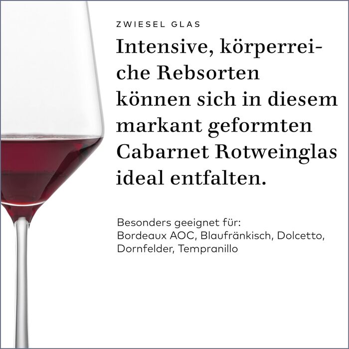 Келих для червоного вина Zwiesel Cabernet Pure (набір з 2 шт. ), витончені келихи для червоного вина, келихи для миття в посудомийній машині Tritan Crystal, виробництво Німеччина (арт. No 122315) Келих для червоного вина Каберне (2 шт.)