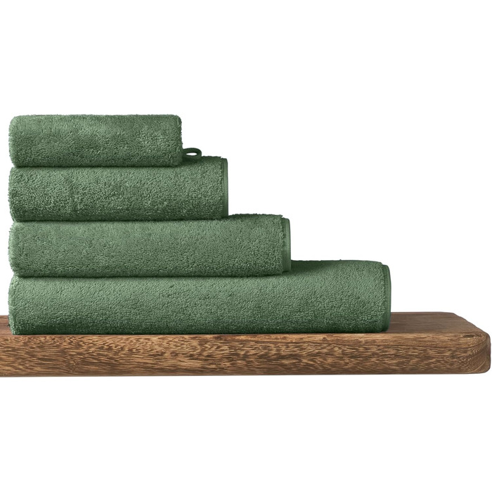 Махрові рушники Schiesser Milano в наборі 4 з пухнастої, приємної для шкіри бавовни, Made IN Green, колір темно-зелений, розмір 50 x 100 см 50 x 100 см Темно-зелений