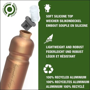 Велосипедна пляшка для пиття SIGG-Move MyPlanet-сертифікована на нейтральний рівень викидів вуглецю-Легка, що не містить бісфенолу А, виготовлена в Швейцарії-0,75 л (мідь)
