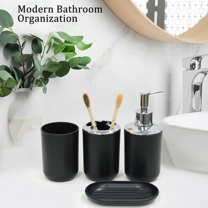 Набір аксесуарів для ванної кімнати CERBIOR, 6 шт. (Морська синя/Королівська синя): дозатор мила, тримач для зубних щіток, стакан для зубних щіток, мильниця. Чудовий подарунок для дому.