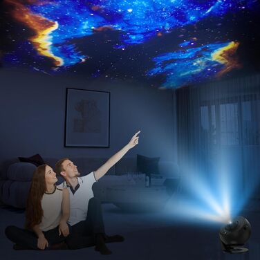 Проектор зоряного неба Planetarium Sternenprojektor: 13 в 1 LED Галактичний проєктор з 12 слайдами для дітей, нічник для спальні, вітальні, вечірки (Чорний)