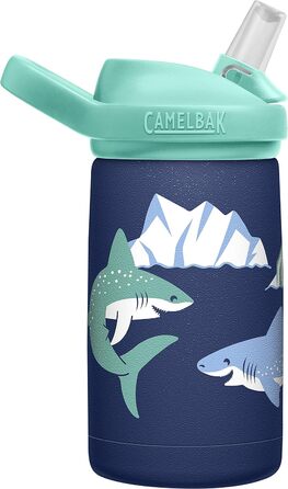 Пляшка для води CamelBak Unisex для дорослих Eddy Kids SST з вакуумною ізоляцією 350 мл/12 унцій, POLAR SHARKS, 12 унцій