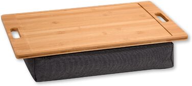 Піднос для колін, бамбук, текстиль, 45x31см/висота 8см, коричневий, сірий